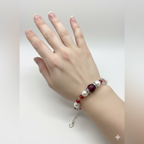 Artisan Heart Pendant w/Rubies, glass & crystal Necklace Set - Picture 9 of 11